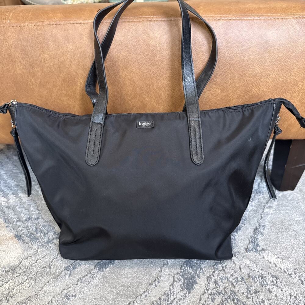 Botkier Black Nylon Tote Bag Zip Top Large Shoulder Bag Travel Work Minimalist